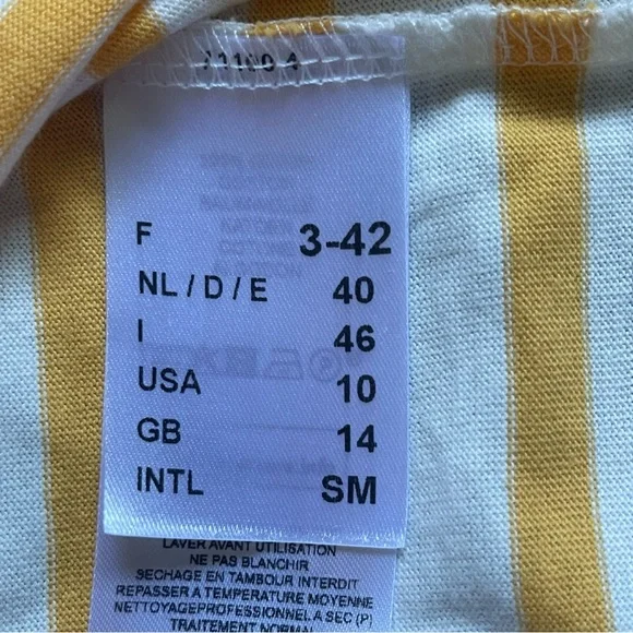 Saint James Yellow and White Stripes Long Sleeves Tee US 10 - Picture 5 of 5